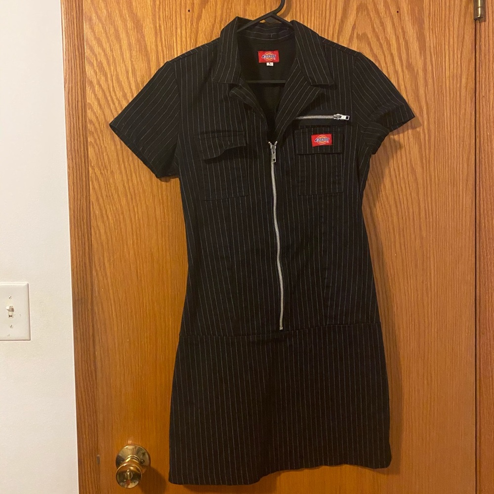 Dickies black striped zippered dress size large